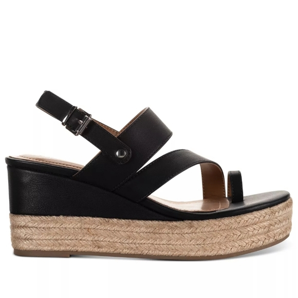 Style & Co Bettyy Wedge Sandals Black 10 - Picture 3 of 8